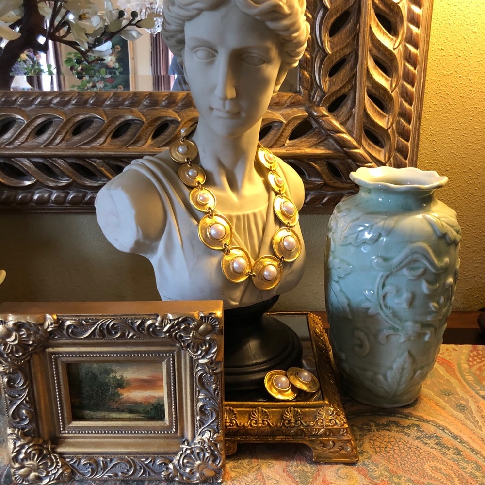 Vintage Gold Tone Baroque Pearl Set
